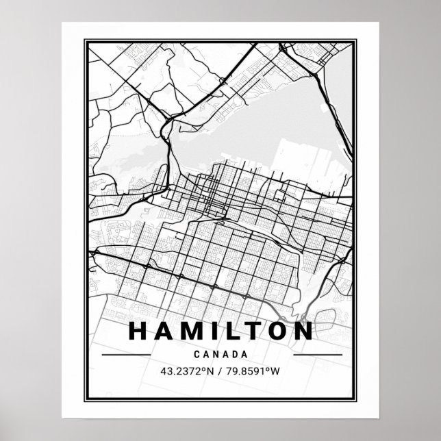Hamilton Ontario Canada  Travel City Map Poster (Front)