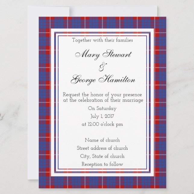 Hamilton Scottish Wedding Invitation (Front)