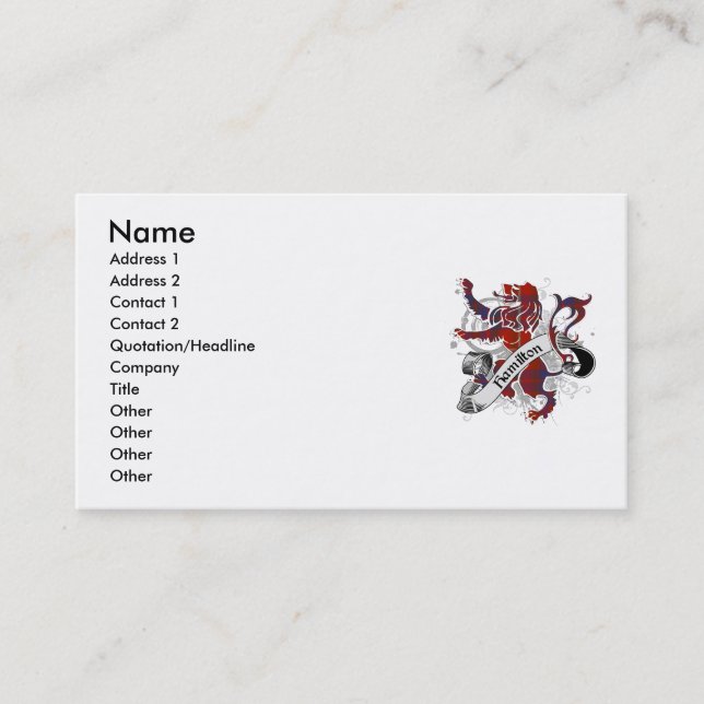 Hamilton Tartan Lion Business Card (Front)