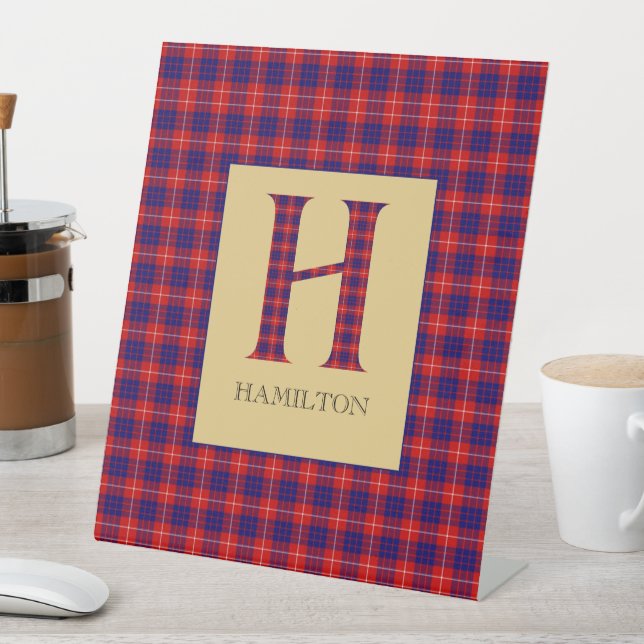 Hamilton Tartan Monogram H Pedestal Sign (In SItu)