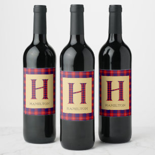 Hamilton Tartan Monogram H  Wine Label