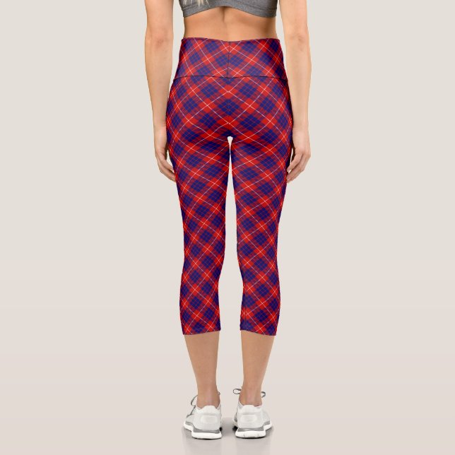 Hamilton tartan red blue purple plaid capri leggings (Back)