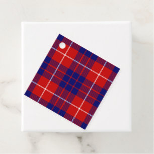 Hamilton tartan red blue purple plaid favour tags