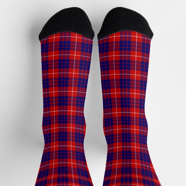 Hamilton tartan red blue purple plaid socks (Top)