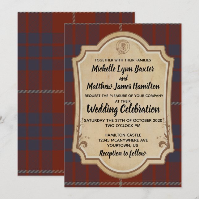 Hamilton Tartan Wedding Invitation (Front/Back)