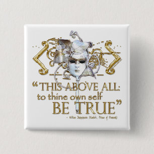 Hamlet "own self be true" Quote (Gold Version) 15 Cm Square Badge