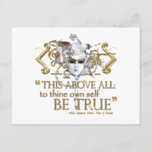 Hamlet "own self be true" Quote (Gold Version) Postcard