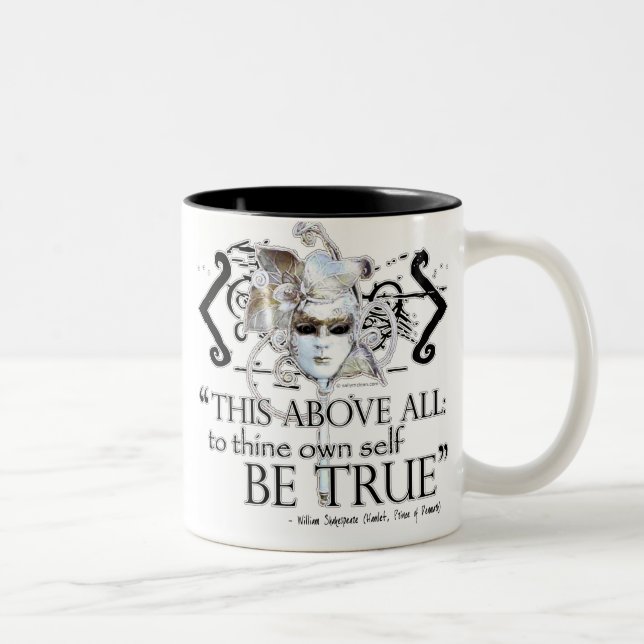Hamlet "... own self be true ..." Quote Two-Tone Coffee Mug (Right)