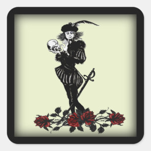 Hamlet The Bard Green Square Sticker