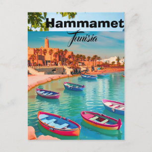 Hammamet Tunisia Travel Postcard Art, Hammamet Pos