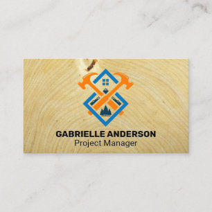 Hammer and Home Logo   Wood Grain Business Card