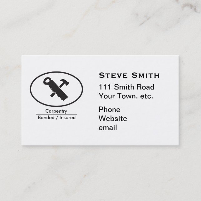 Hammer and Saw Design Appointment Card (Front)