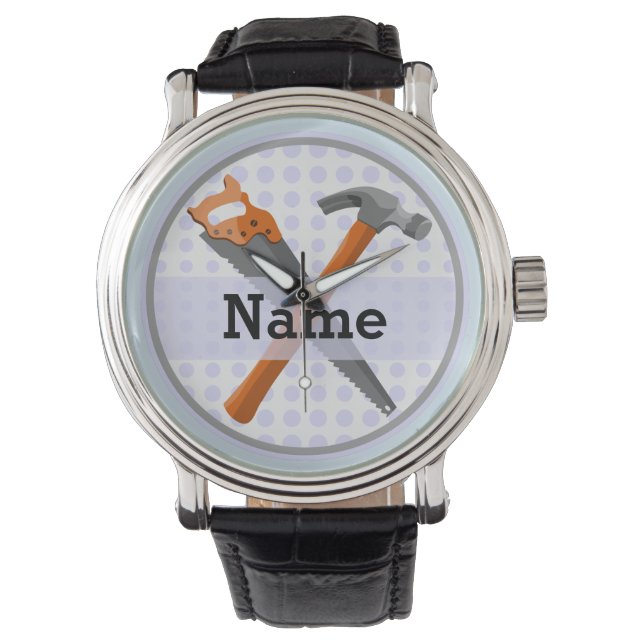 Hammer and saw design for boys watch (Front)