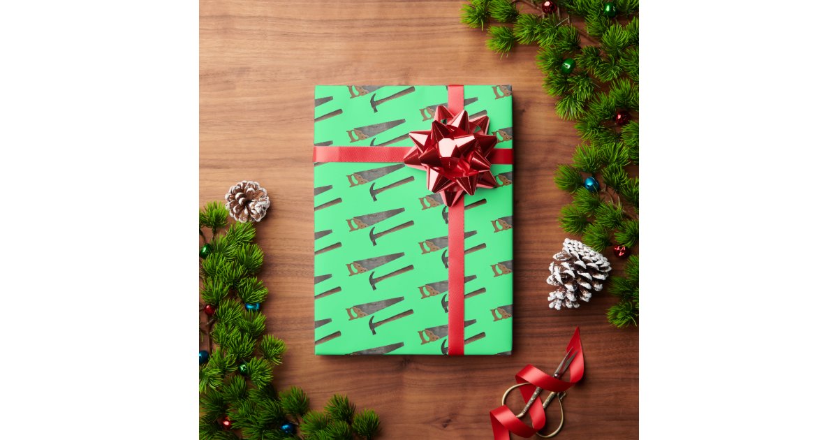 Tools Wrapping Paper Hammer and Saw, Tools Wrapping Paper | Zazzle