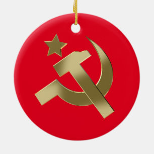 Hammer and sickle ceramic tree decoration