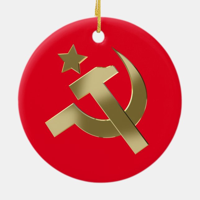 Hammer and sickle ceramic tree decoration (Back)