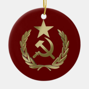Hammer and sickle ceramic tree decoration