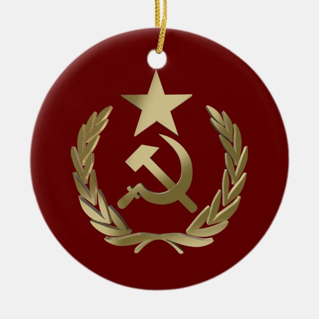 Hammer and sickle ceramic tree decoration (Front)