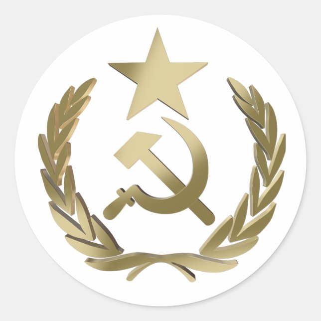 Hammer and sickle classic round sticker (Front)