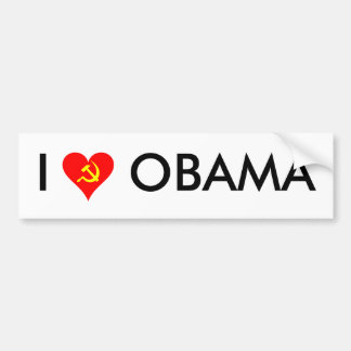 (Hammer and Sickle) I Love Obama [WHITE] Bumper Sticker
