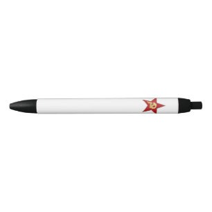 Hammer and sickle into the red star black ink pen