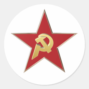 Hammer and sickle into the red star classic round sticker