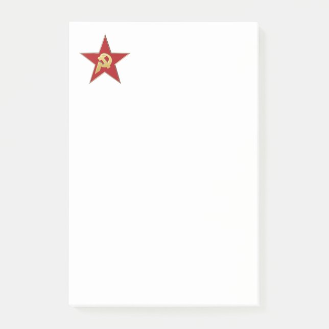 Hammer and sickle into the red star post-it notes (Front)