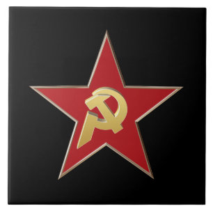 Hammer and sickle into the red star tile