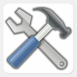 Hammer and Wrench Square Sticker