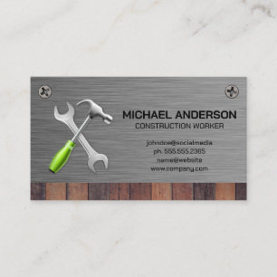 Hammer and Wrench   Wood Metal Screws Business Card