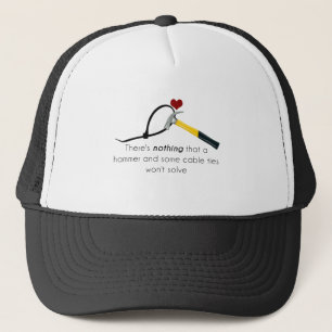 Hammer and zap-strap trucker hat