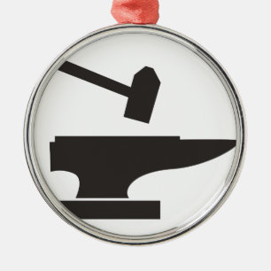 Hammer & Anvil Metal Tree Decoration