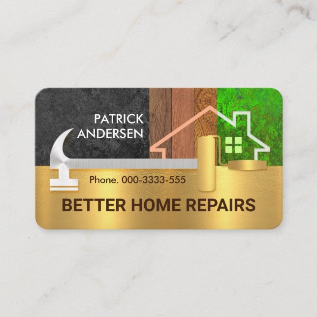 Hammer Brush Border Timber Home Landscape Business Card (Front)