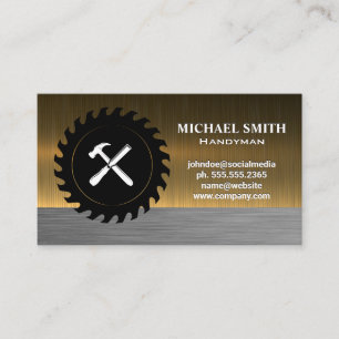 Hammer Chisel   Circular Saw   Metallic Business Card