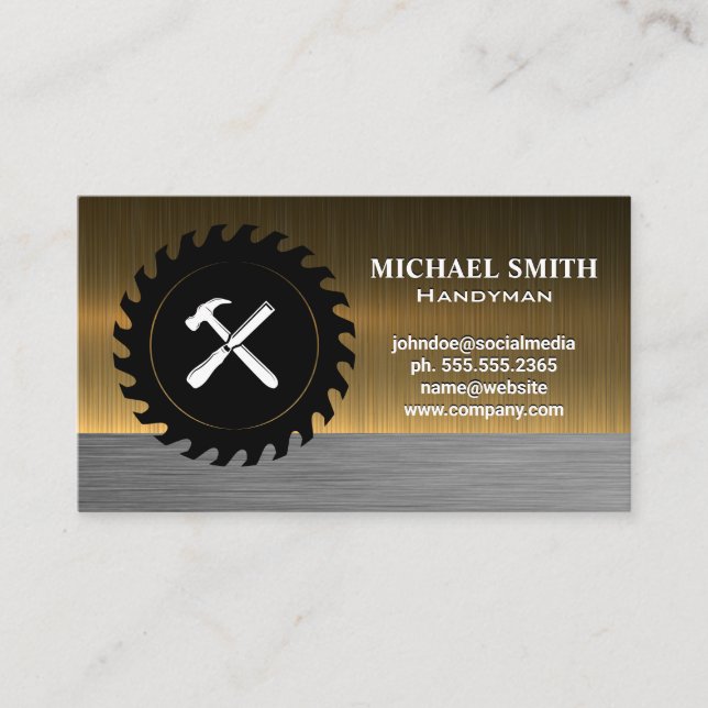 Hammer Chisel | Circular Saw | Metallic Business Card (Front)