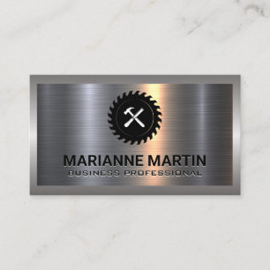 Hammer Chisel Saw Metallic Brushed Business Card