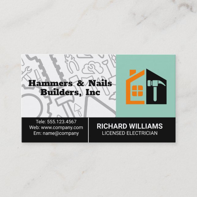 Hammer | Construction Logo | Hardware Supply Business Card (Front)
