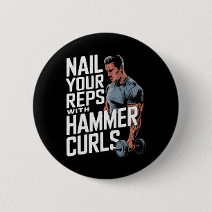 Hammer Curls Bodybuilding Fitness Workout Gym 6 Cm Round Badge