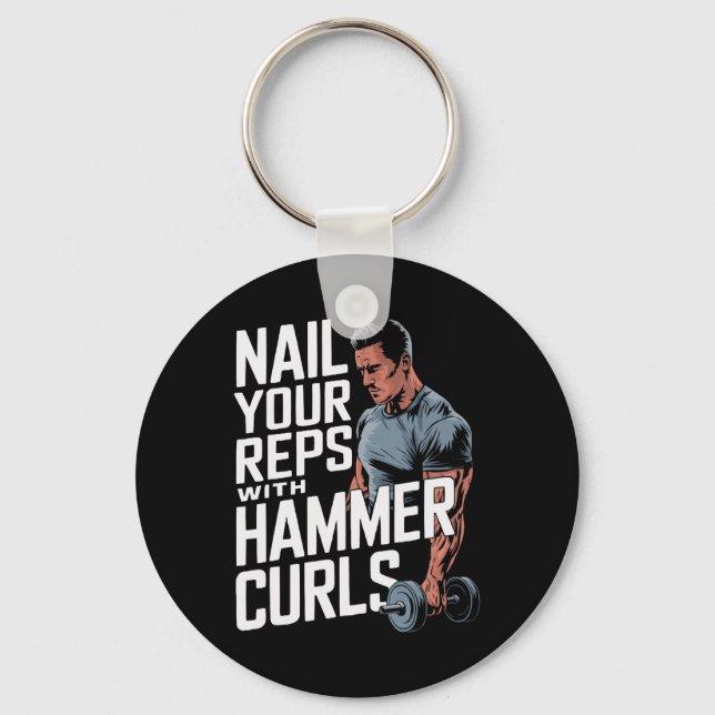 Hammer Curls Bodybuilding Fitness Workout Gym  Key Ring (Front)