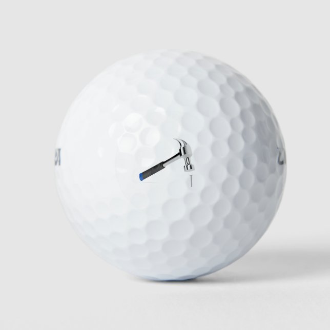 Hammer hitting a nail golf balls (Front)