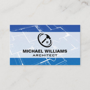 Hammer Home Builder Logo   Blueprints Business Card
