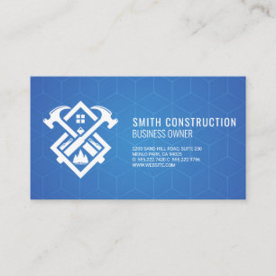 Hammer House Logo   Blue Geometric Background Business Card