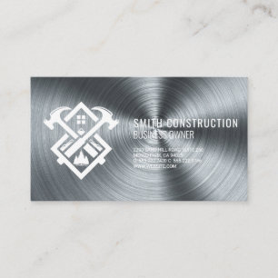 Hammer House Logo   Wood Metal Business Card