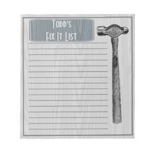 Hammer It Out Fix It Chore List Monogram Grey Notepad