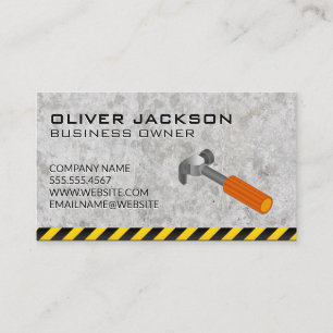 Hammer Logo   Concrete   Caution Business Card