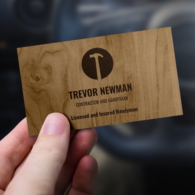 Hammer Logo Construction Handyman Carpenter  Business Card (Creator Uploaded)