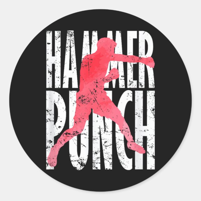 Hammer Punch Boxing MMA Classic Round Sticker (Front)
