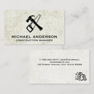 Hammer Saw   Grunge Background Business Card