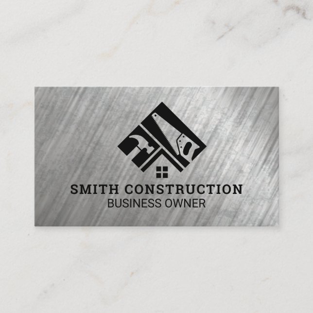 Hammer Saw Home Renovations | Metal Business Card (Front)