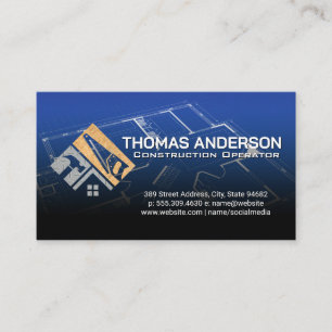 Hammer Saw Logo   Construction   Blueprints Business Card